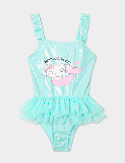 Maillot de bain une pièce paillettes vert clair fille