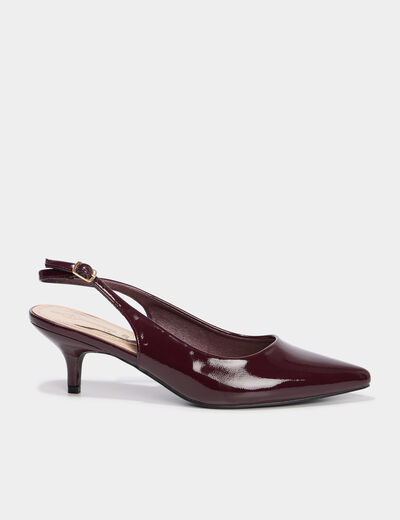 Escarpins vernis à talons bordeaux femme