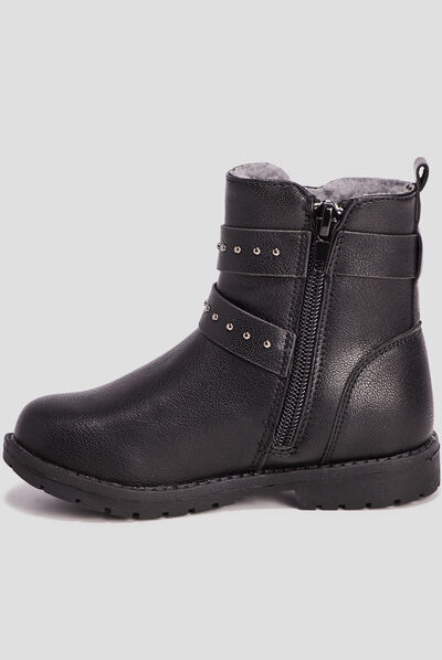 Bottines avec brides et clous noir fille