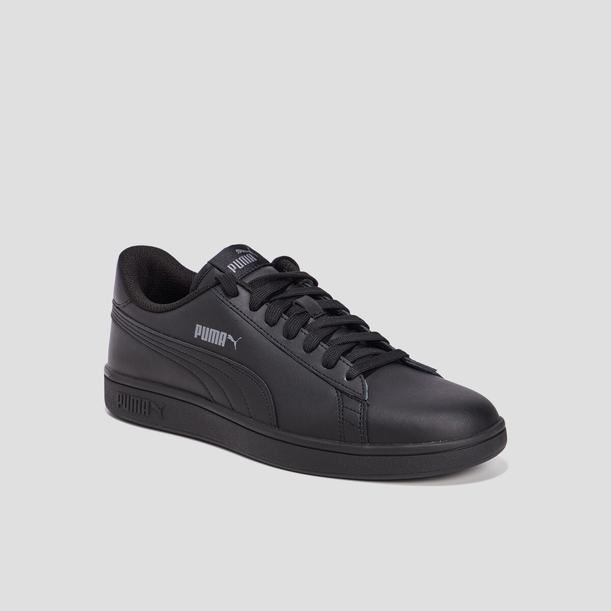 Tennis à lacets en cuir Puma Smash noir homme