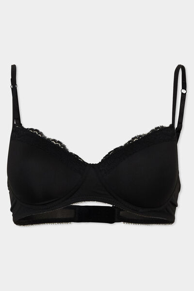 Soutien-gorge triangle micro dentelle noir femme