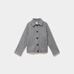 Veste courte oversize boutonn&eacute;e gris femme