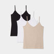 Lot de 3 débardeurs col en V coton beige femme