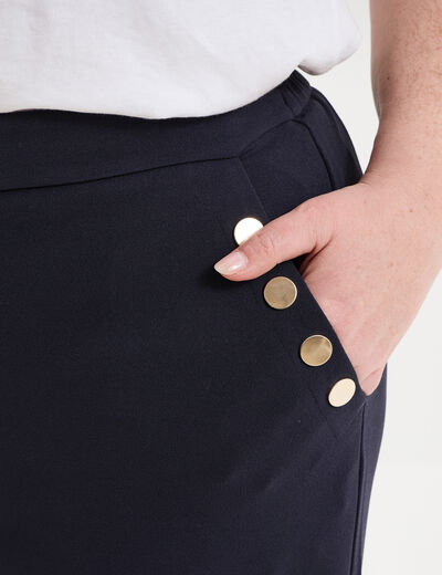 Pantalon large &agrave; pont bleu fonc&eacute; femme grande taille