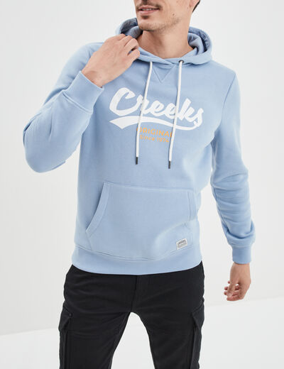 Sweat molleton &agrave; capuche hoodie bleu ciel homme