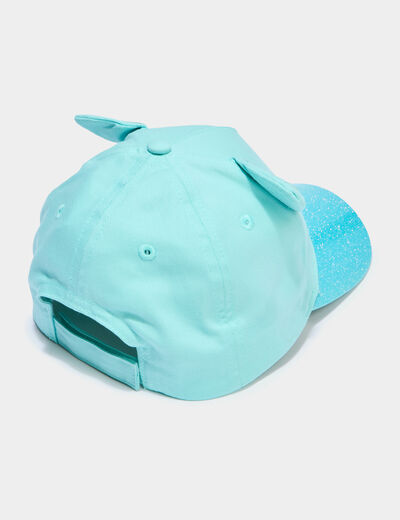 Casquette &agrave; paillettes coton vert turquoise fille