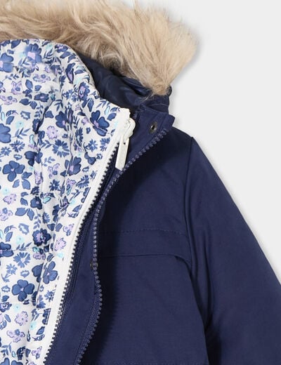 Parka 3-en-1 doudoune avec capuche bleu marine fille