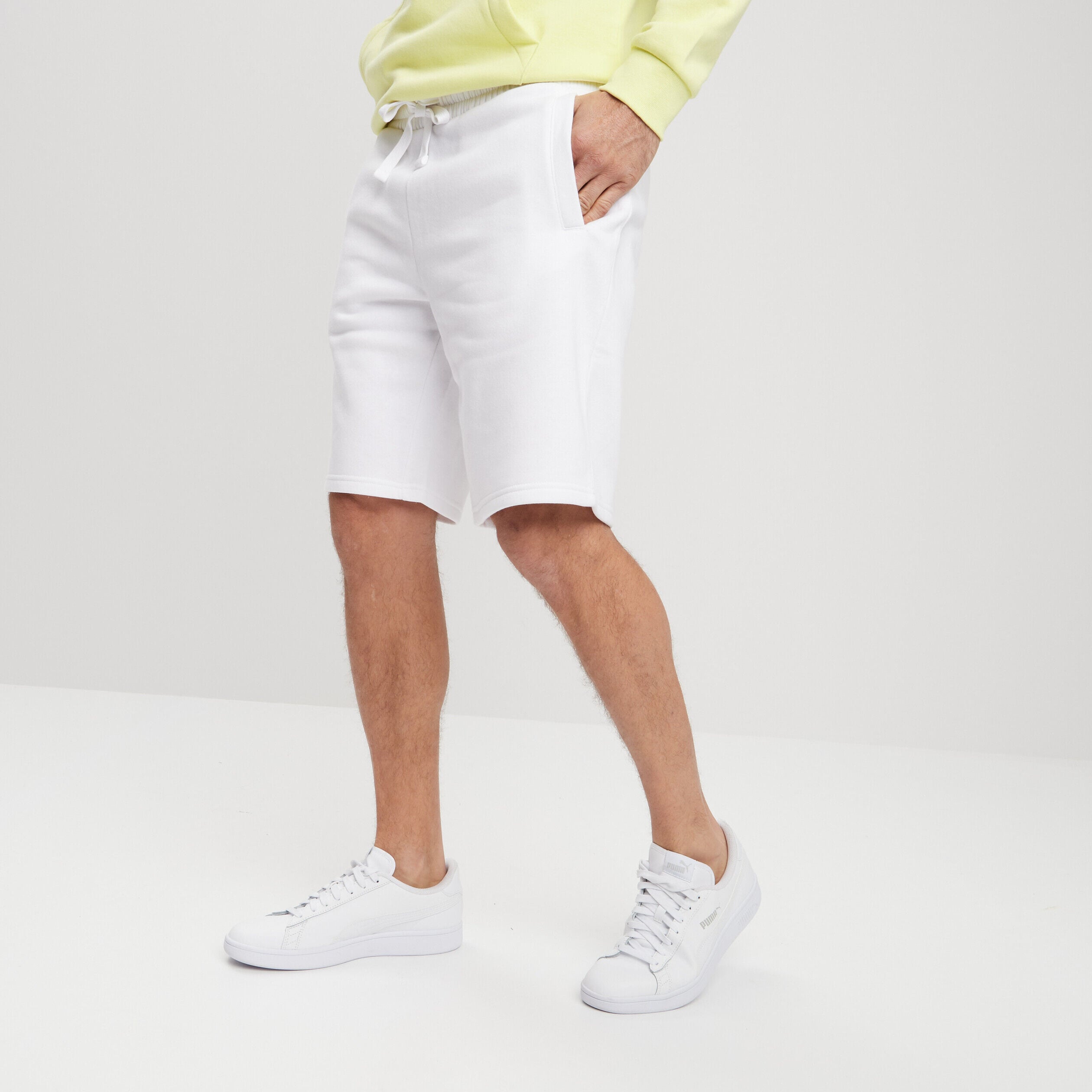 Short jogging molleton droit blanc homme LH
