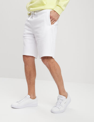 Short jogging molleton droit blanc homme