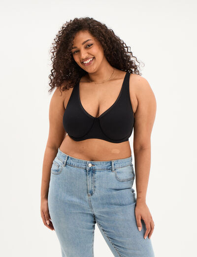 Soutien-gorge foulard coton majoritaire noir femme grande taille