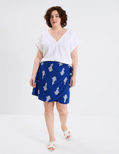 Jupe-short nouée fluide bleu electrique femme grande taille