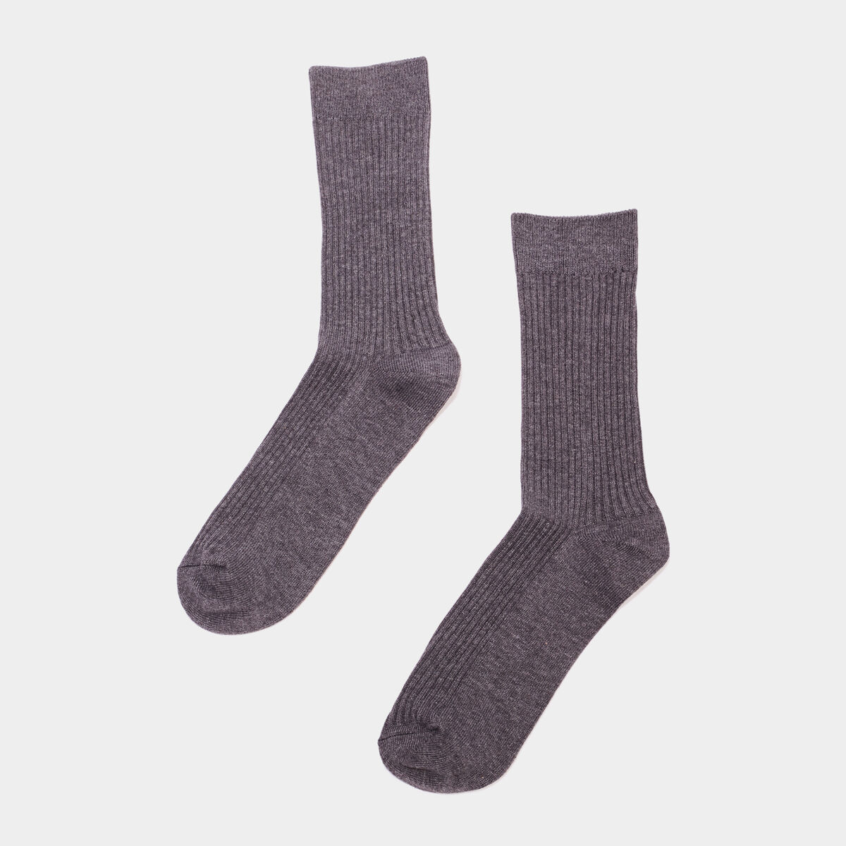 Lot 2 paires chaussettes côtelées gris foncé homme