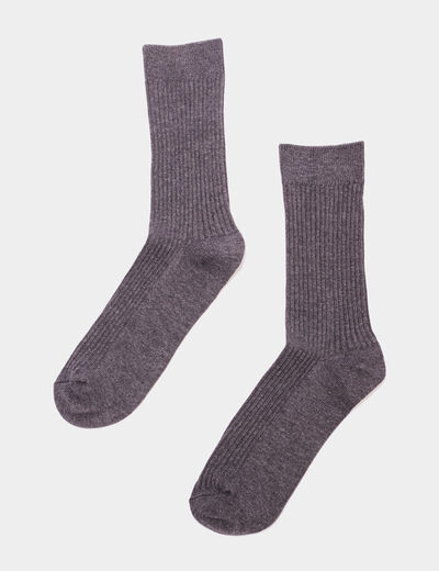 Lot 2 paires chaussettes côtelées gris foncé homme
