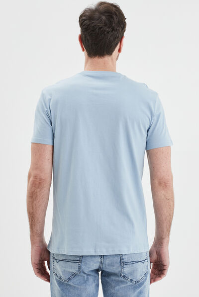 T-shirt manches courtes coton bleu ciel homme