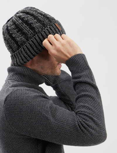 Bonnet à torsades Creeks gris foncé homme