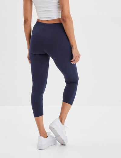 Legging 7/8ème taille élastiquée bleu marine femme