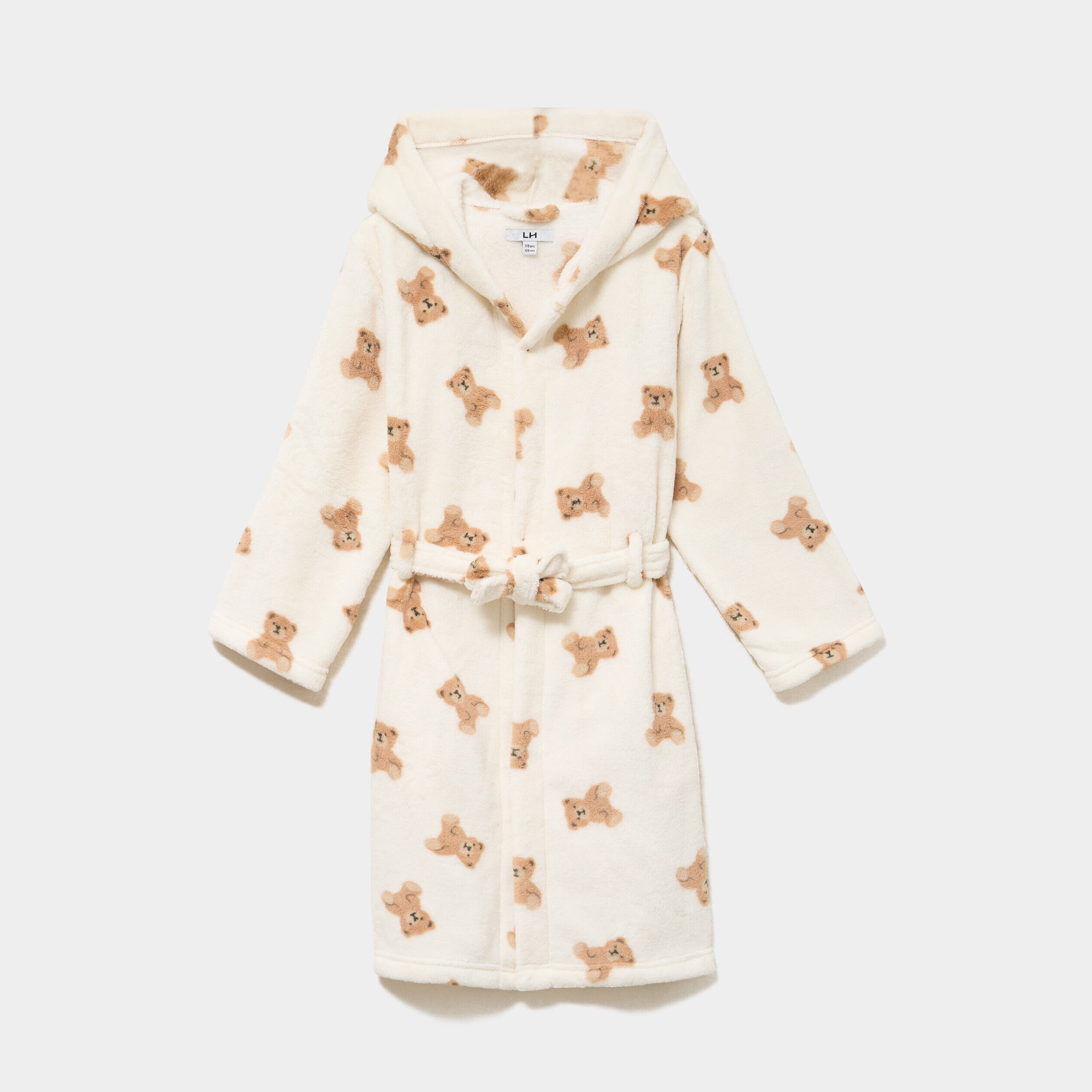 Peignoir à capuche effet polaire creme fille LH