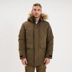 Parka &agrave; capuche fausse fourrure vert kaki homme