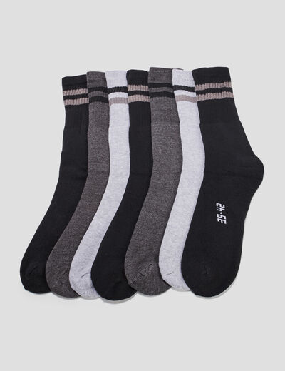 Lot 7 paires chaussettes de sport gris homme