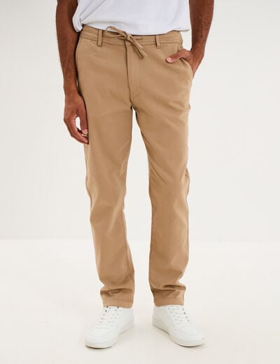 Pantalon chino droit confort beige homme