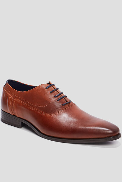 Derbies à lacets en cuir marron homme