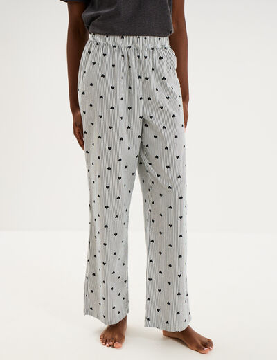 Pantalon de pyjama droit coton noir femme