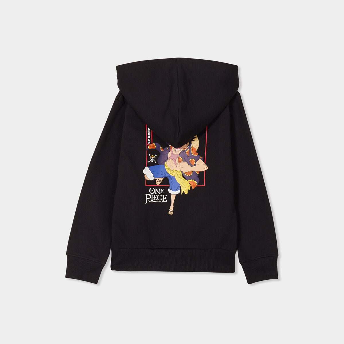 Sweat zippé à capuche One Piece Luffy noir garçon