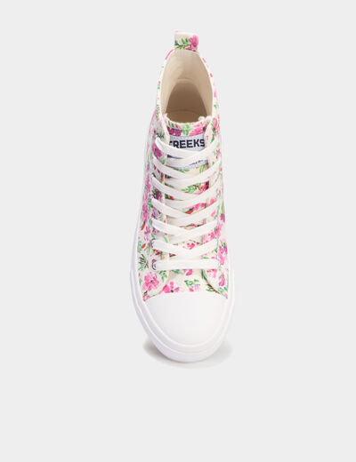 Tennis montantes en toile rose femme