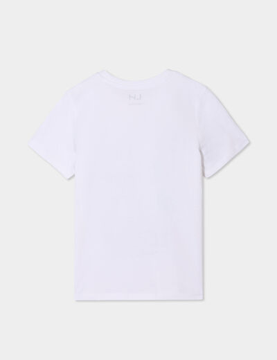 T-shirt col rond manches courtes coton blanc garçon