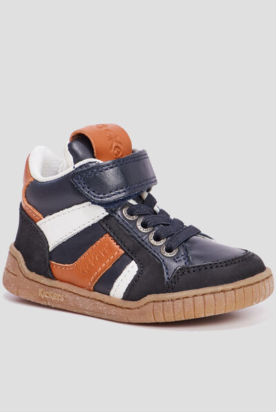 Bottillons en cuir Kickers Winckycdt noir bébé garçon