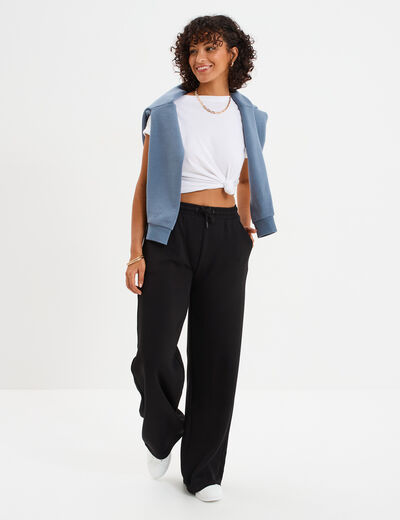 Pantalon de jogging large élastiqué noir femme