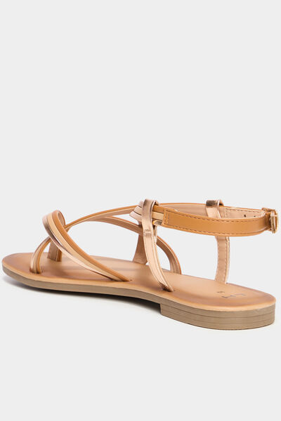 Sandales plates multibrides multicolore femme