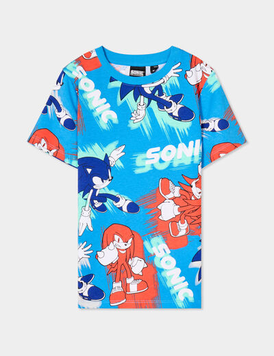 T-shirt manches courtes coton Sonic bleu garçon