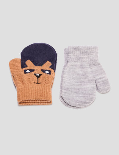 Lot 2 paires de moufles multicolore b&eacute;b&eacute; gar&ccedil;on