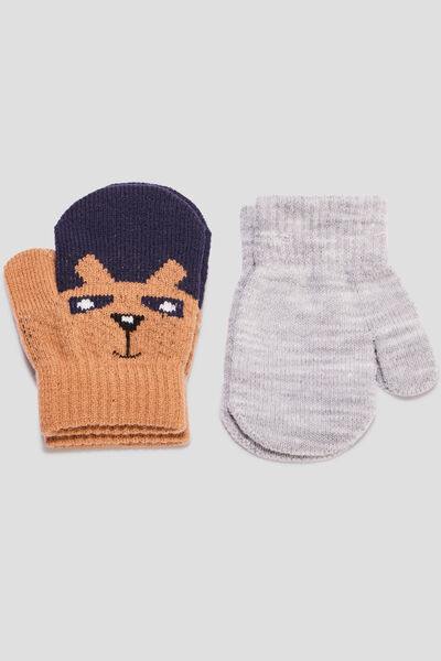 Lot 2 paires de moufles multicolore b&eacute;b&eacute; gar&ccedil;on