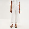Pantalon large &eacute;lastiqu&eacute;e gaze coton blanc femme