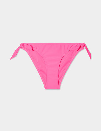 Bas de maillot de bain détails noeuds rose fluo femme