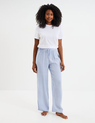 Pantalon de pyjama fluide bleu femme