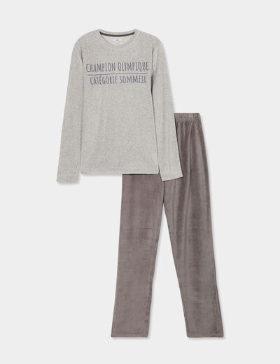 Ensemble pyjama 2 pièces haut et bas gris homme