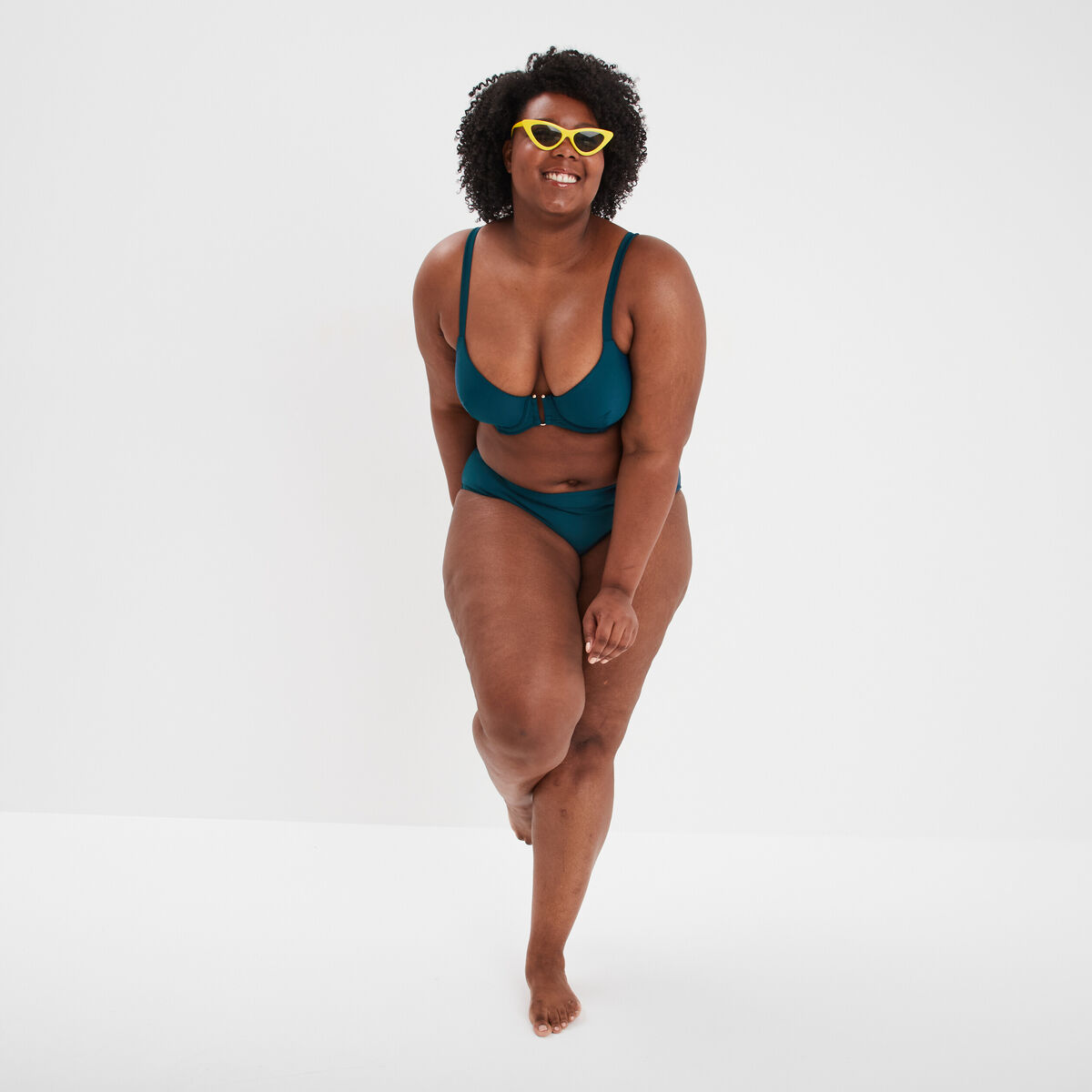 Haut de maillot de bain forme corbeille bleu canard femme grande taille