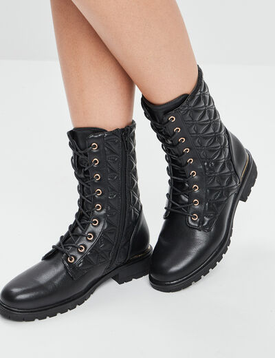 Bottines matelass&eacute;es noir femme