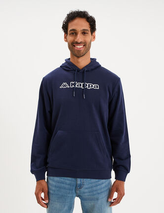 Sweat hoodie droit molleton Kappa bleu marine homme
