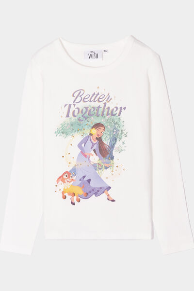 T-shirt manches longues coton Wish Asha ivoire fille