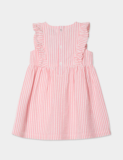 Robe sans manches à volants coton rose corail bébé fille