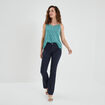Pantalon bootcut taille haute bleu marine femme
