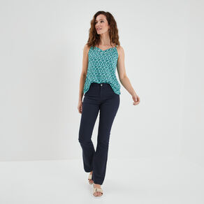 Pantalon bootcut taille haute bleu marine femme