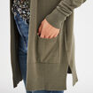 Gilet mi-long manches longues vert kaki femme