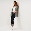 Gilet fin mi long manches 3/4 vert kaki femme
