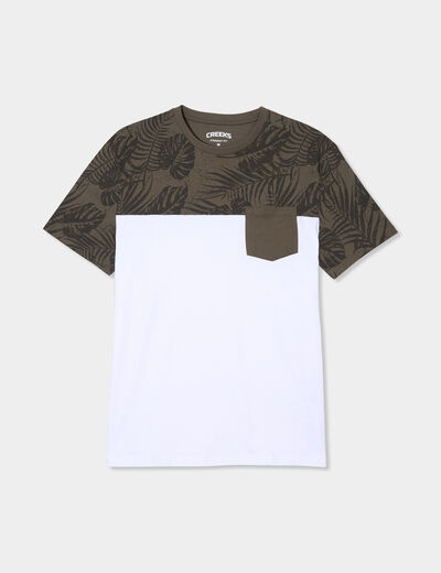 T-shirt manches courtes 1 poche coton vert kaki homme