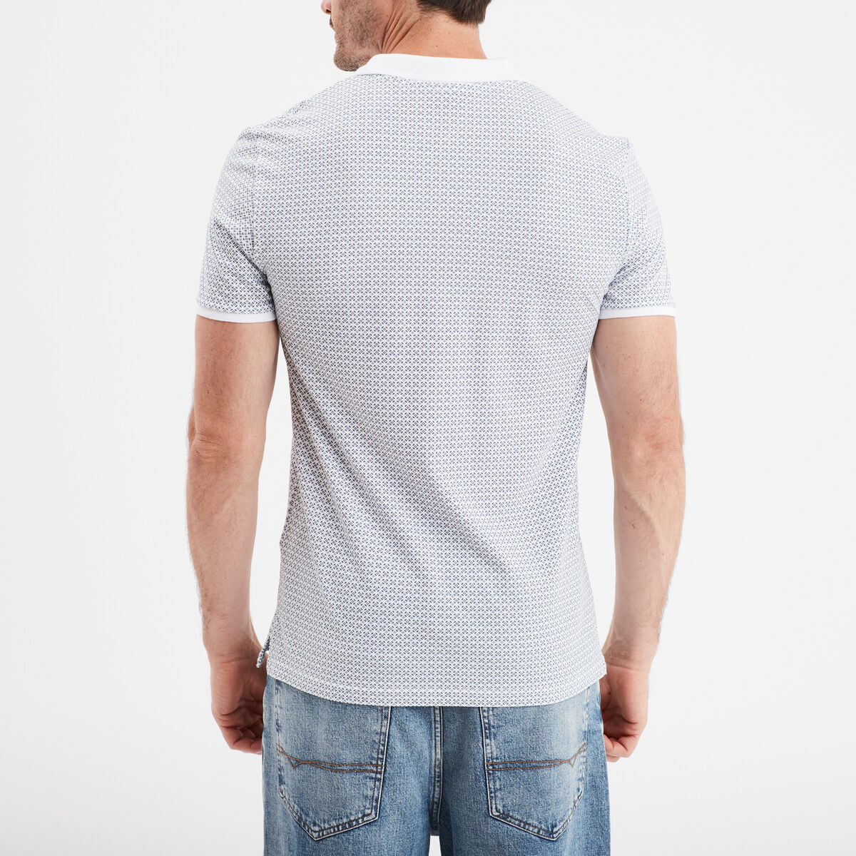 Polo droit manches courtes coton ecru homme